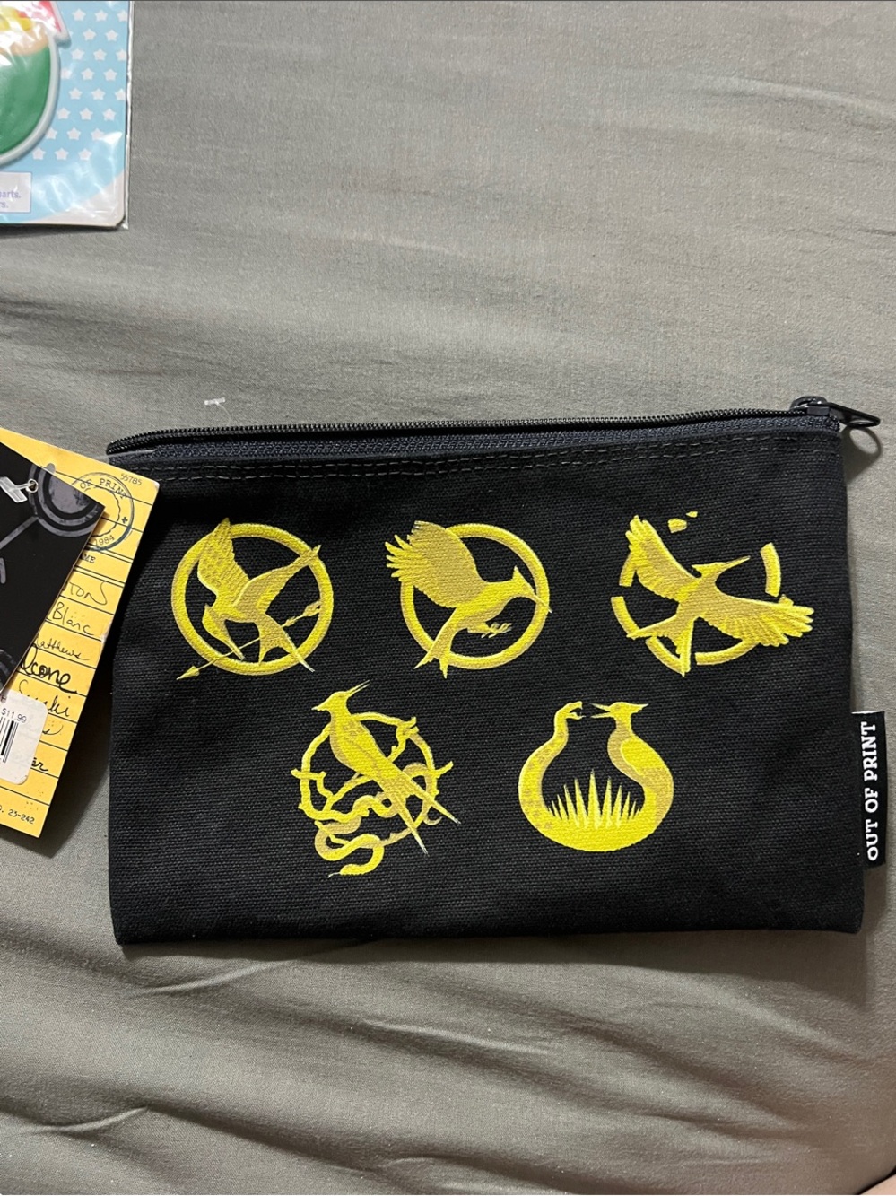 Out of Print , The Hunger Games Mockingjay Icon , Black canvas Pouch